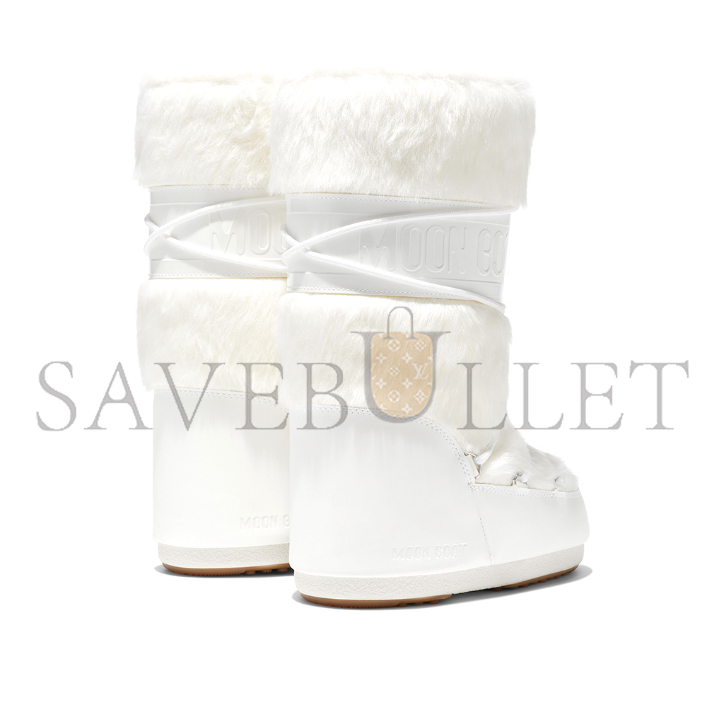 MOON BOOT ICON WHITE FAUX-FUR BOOTS 14089000003